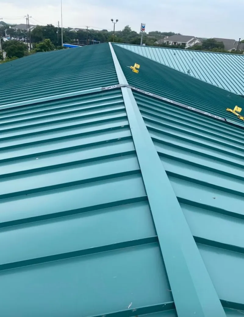 Green commercial metal roof ridge and valley for Metal Roof Repair in Kaysville